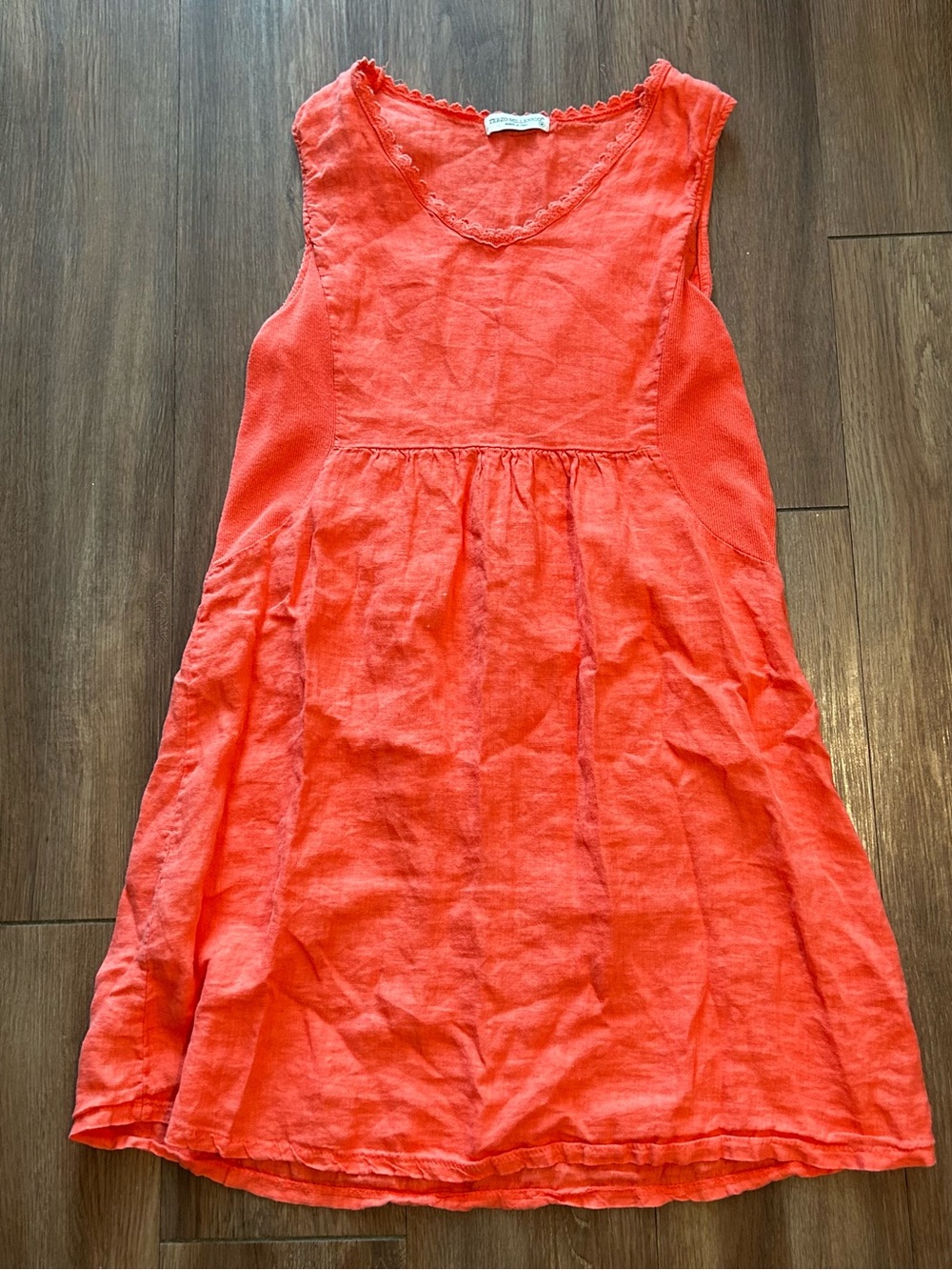 Terzo Millennio Linen Sleeveless Dress Size Medium Coral Made in Italy